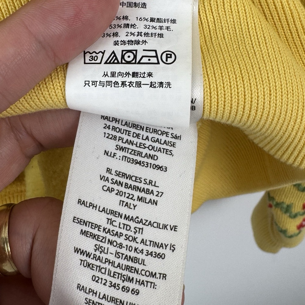 Polo Ralph Lauren Bear Sweater Womens M Yellow New Orleans Embroidered Print - Picture 8 of 12